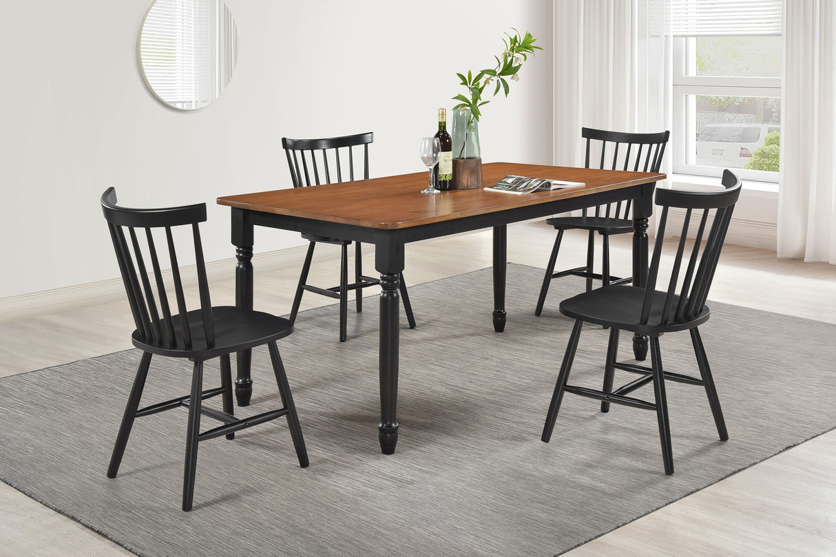 Hollyoak 5-Piece Rectangular Dining Set, Walnut and Black