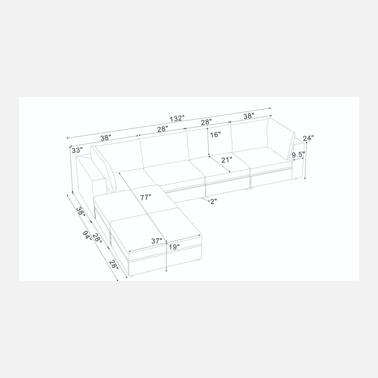 Modern Reversible Modular Sectional