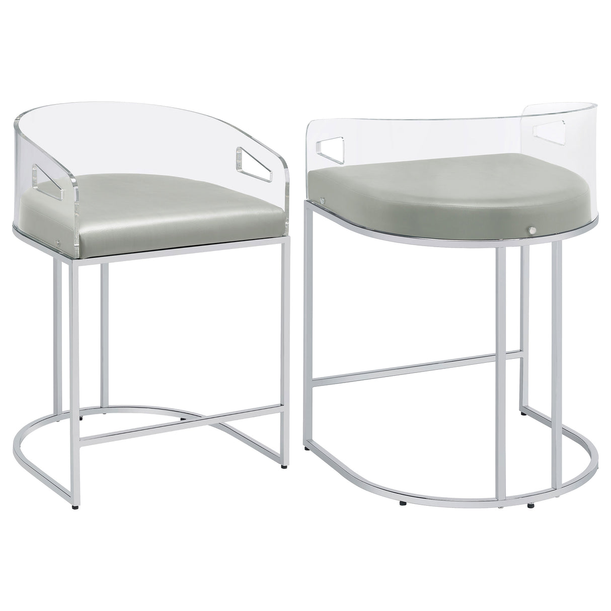 Thermosolis Clear Acrylic Counter Chair Chrome - Set of 2