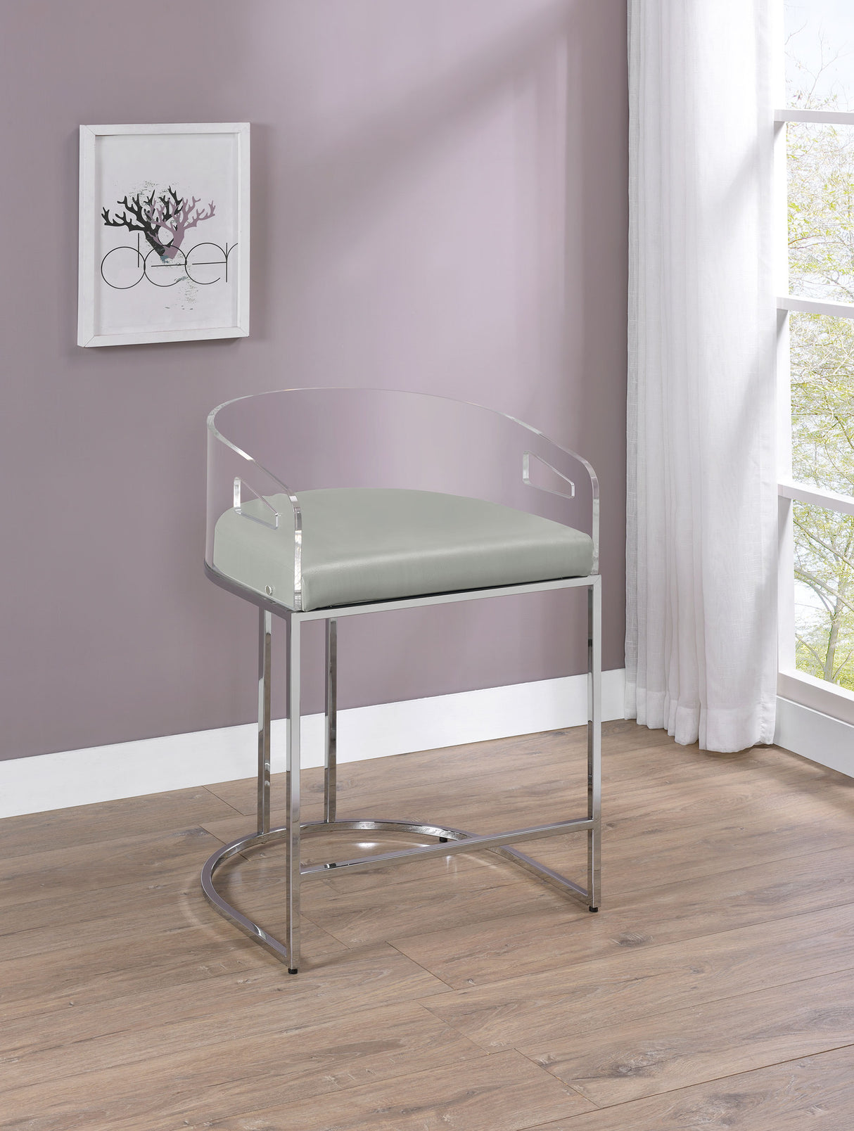 Thermosolis Clear Acrylic Counter Chair Chrome - Set of 2