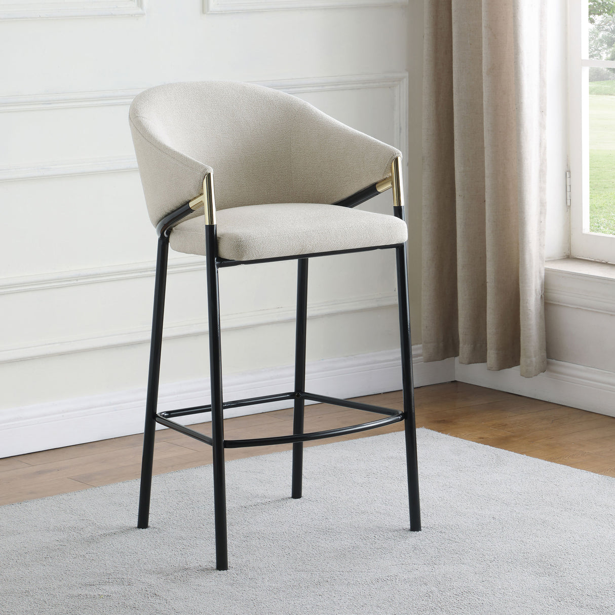 Chadwick Fabric Upholstered Bar Chair Beige, Set of 2