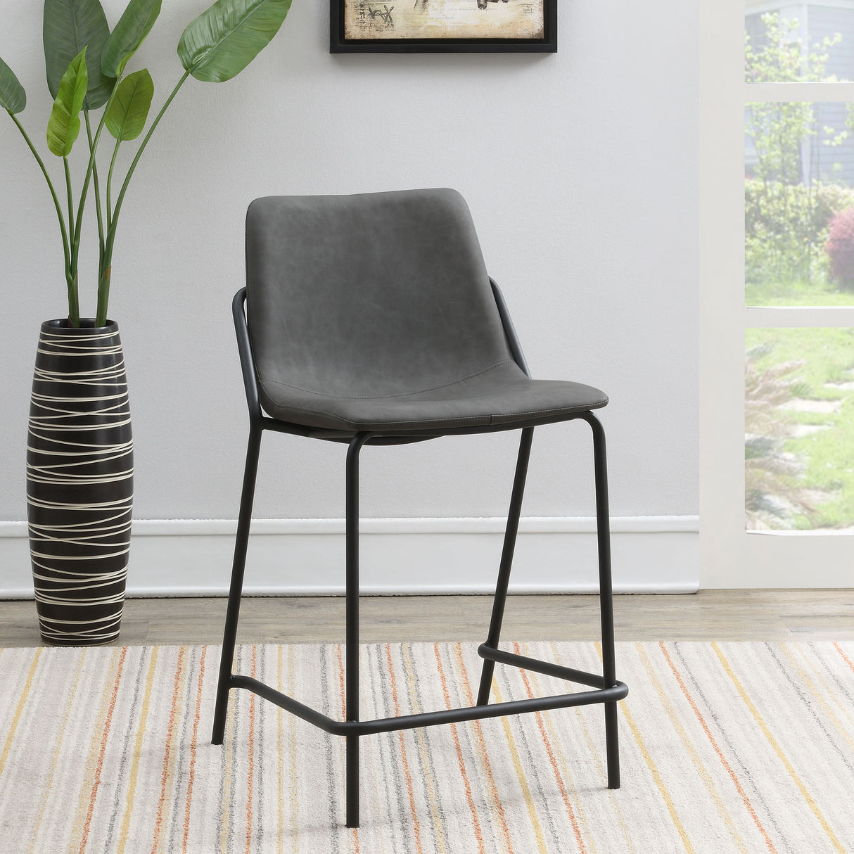 Earnest Upholstered Counter Chair Grey, Set of 2