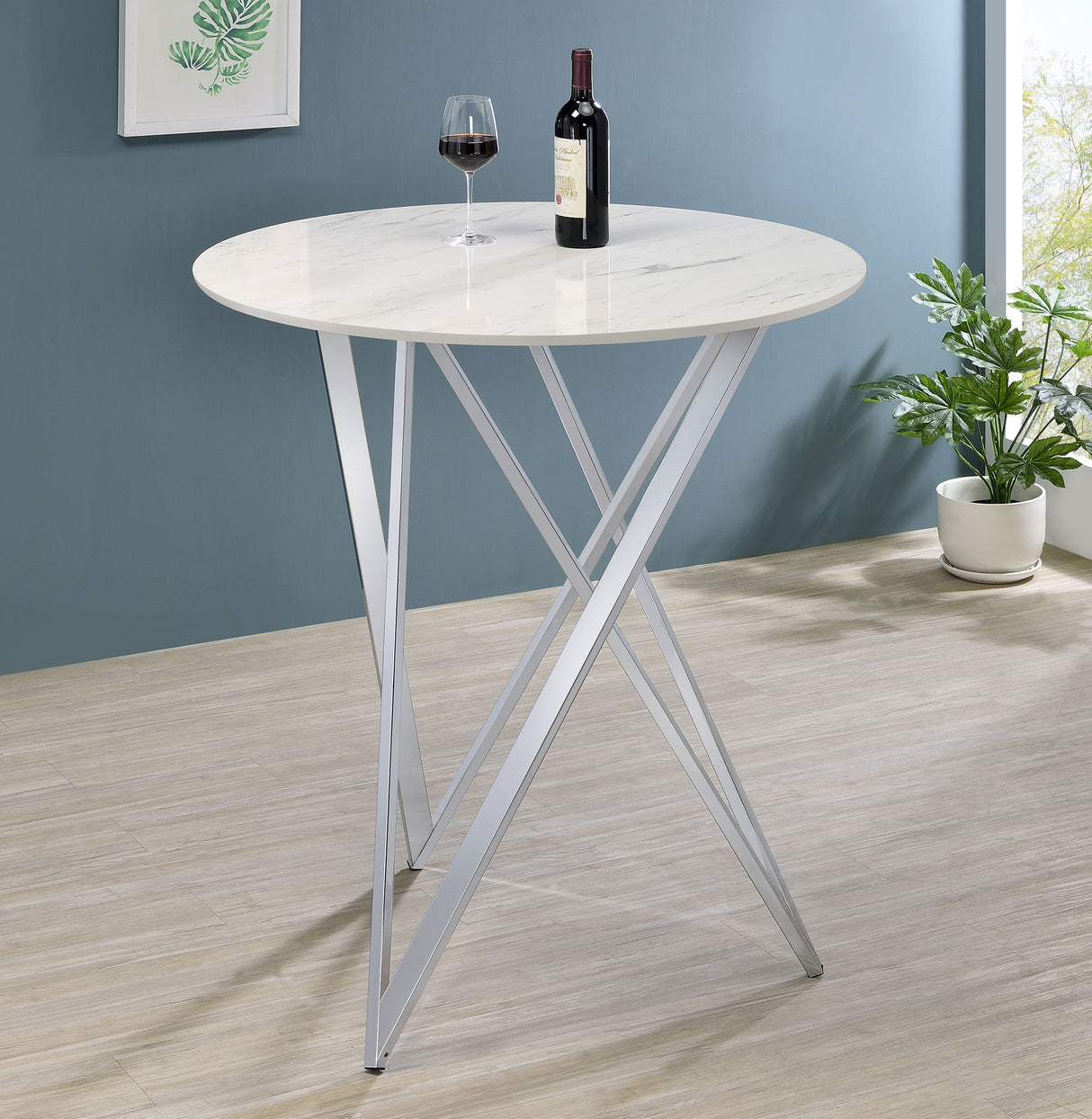 Bexter Round 35-Inch Faux Marble Bistro Bar Table