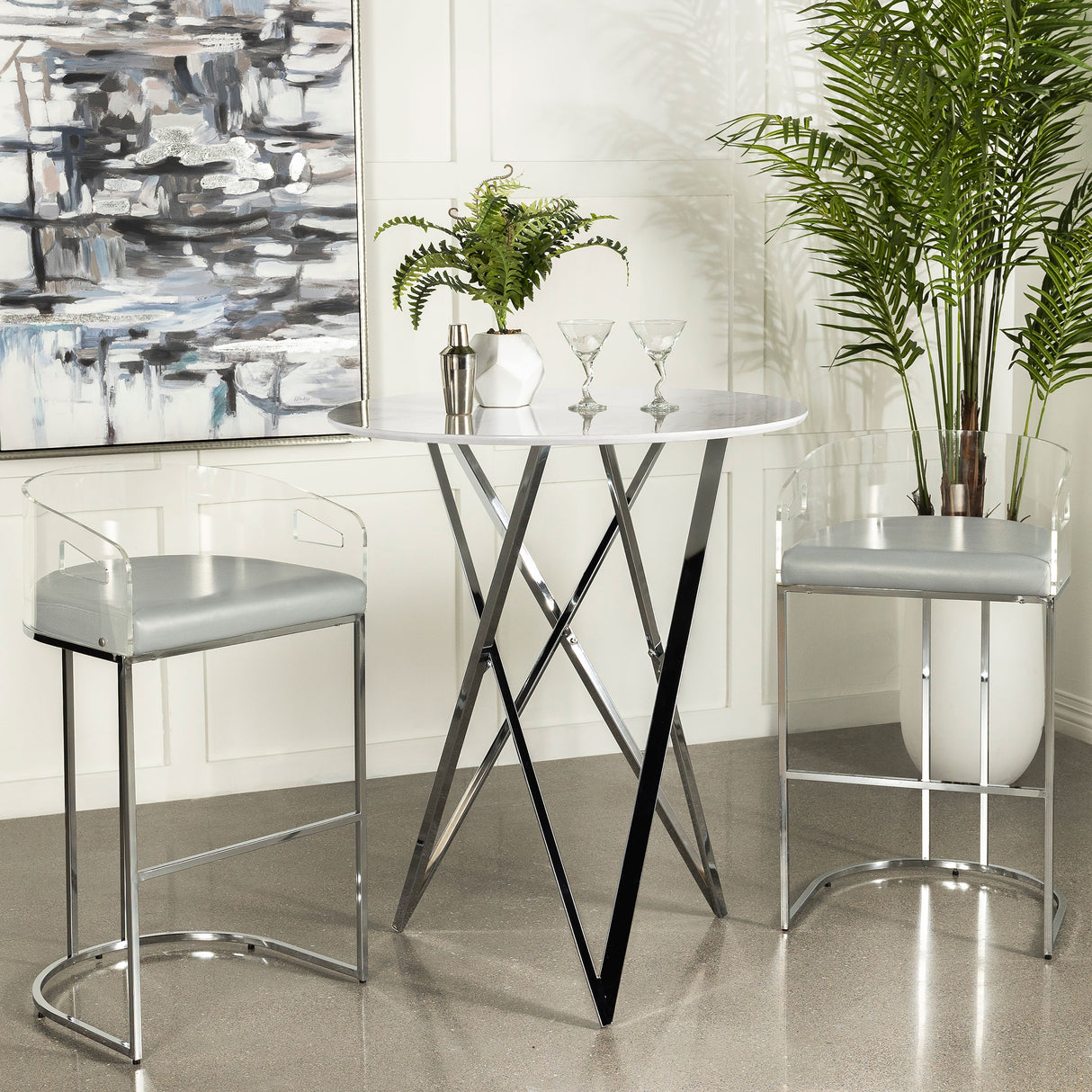 Bexter Round 35-Inch Faux Marble Bistro Bar Table