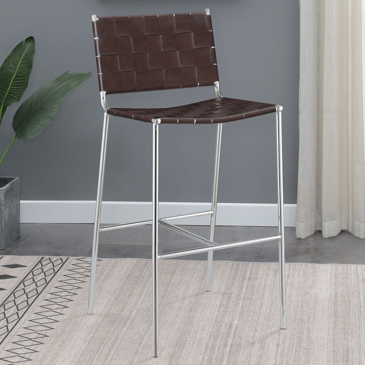 Adelaide Upholstered Pub Height Bar Stool in Brown