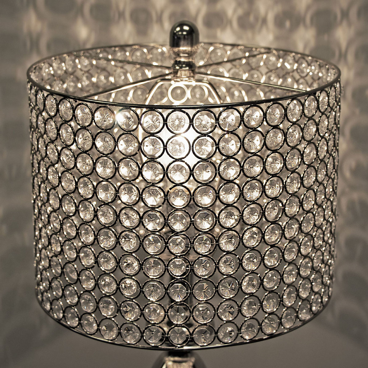 Ashland - Contemporary Table Lamp Round Clear Crystal Beads (Set of 2) - Nickel