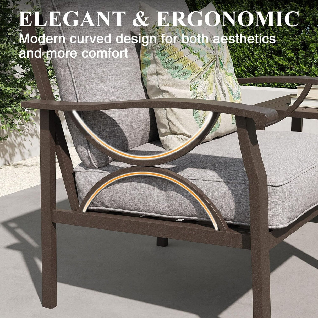2 Piece Outdoor Patio Set With 3 Seat Sofa And Rectangular Coffee Table - Gray / Khaki