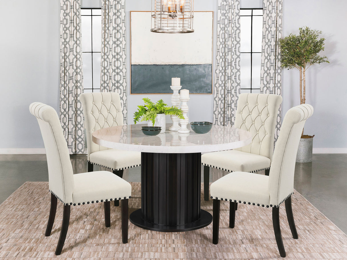 Alana Beige Fabric Upholstered Dining Chair, Set of 2