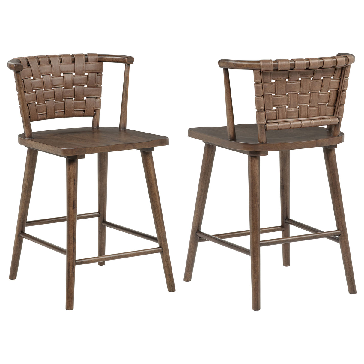 Tallis Woven Leatherette Back Counter Chair, Brown, Set of 2
