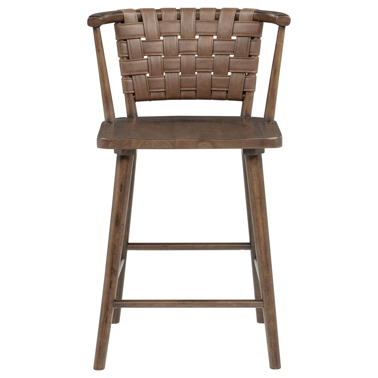 Tallis Woven Leatherette Back Counter Chair, Brown, Set of 2