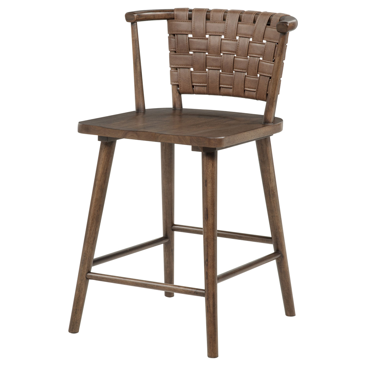 Tallis Woven Leatherette Back Counter Chair, Brown, Set of 2