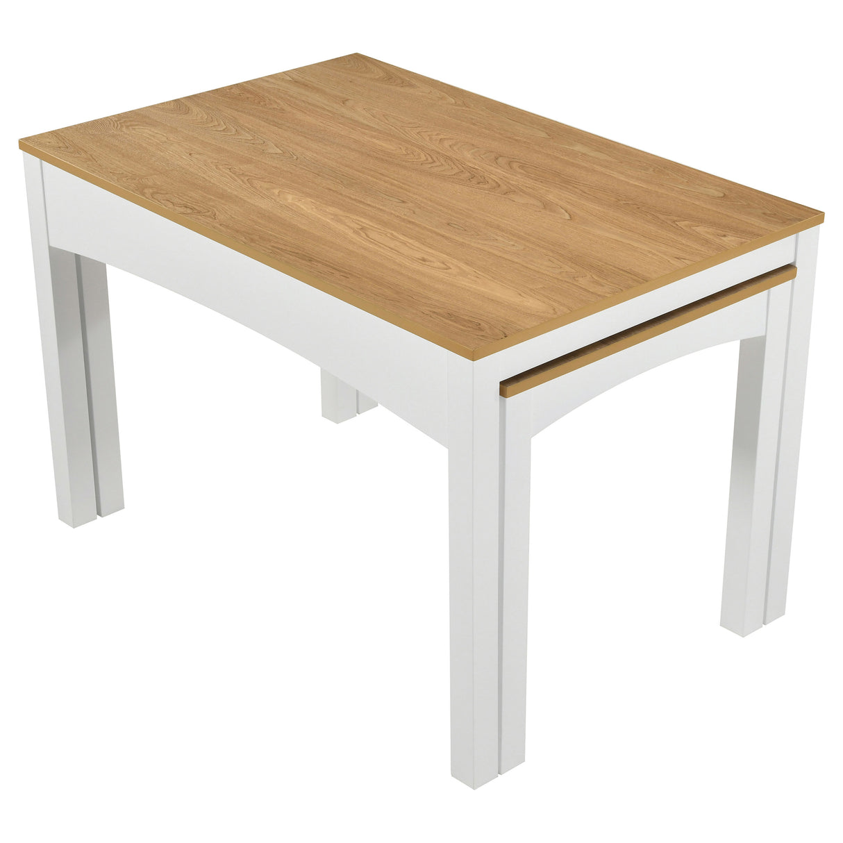 Sykes 47" 2-Piece Nesting Dining Table in Natural and White