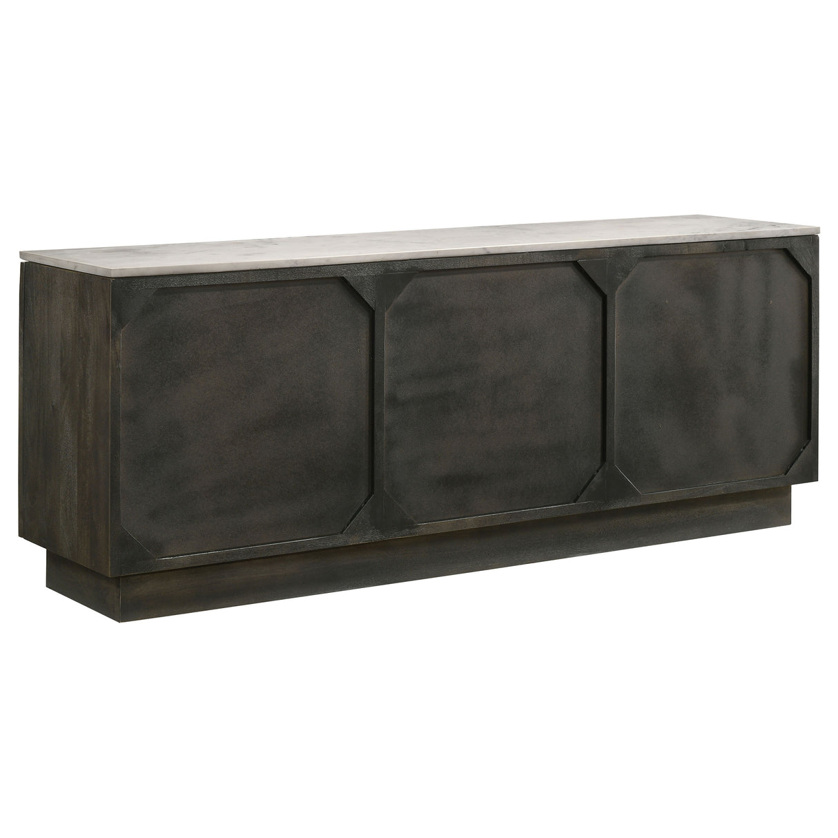 Dennis 3-Door Marble Top Sideboard Buffet in Tobacco Grey