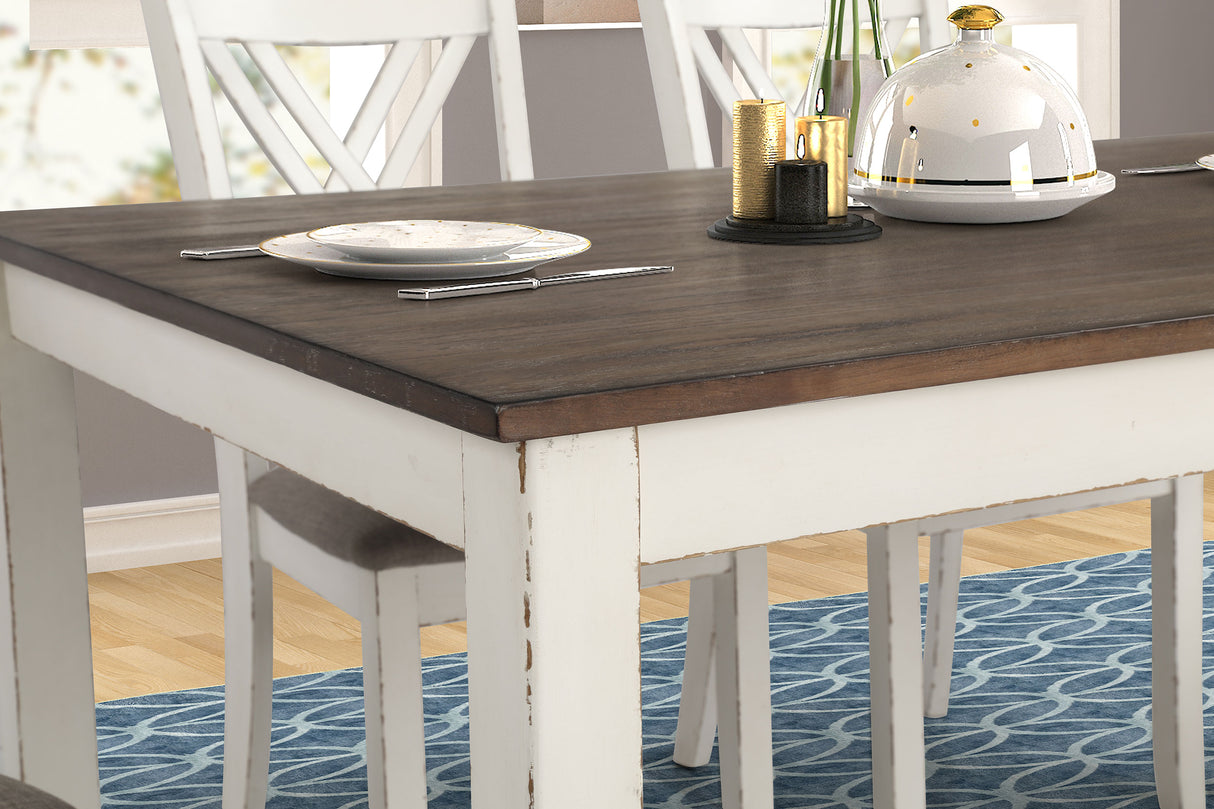 Fortress 7-Piece Rectangular Dining Set Vanilla