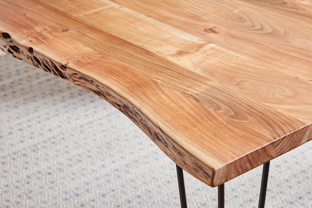 Sherman 71-Inch Live Edge Dining Table Natural Acacia