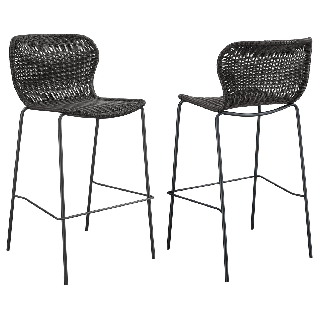 McKinley Faux Rattan Metal Bar Chair Brown (Set of 2)