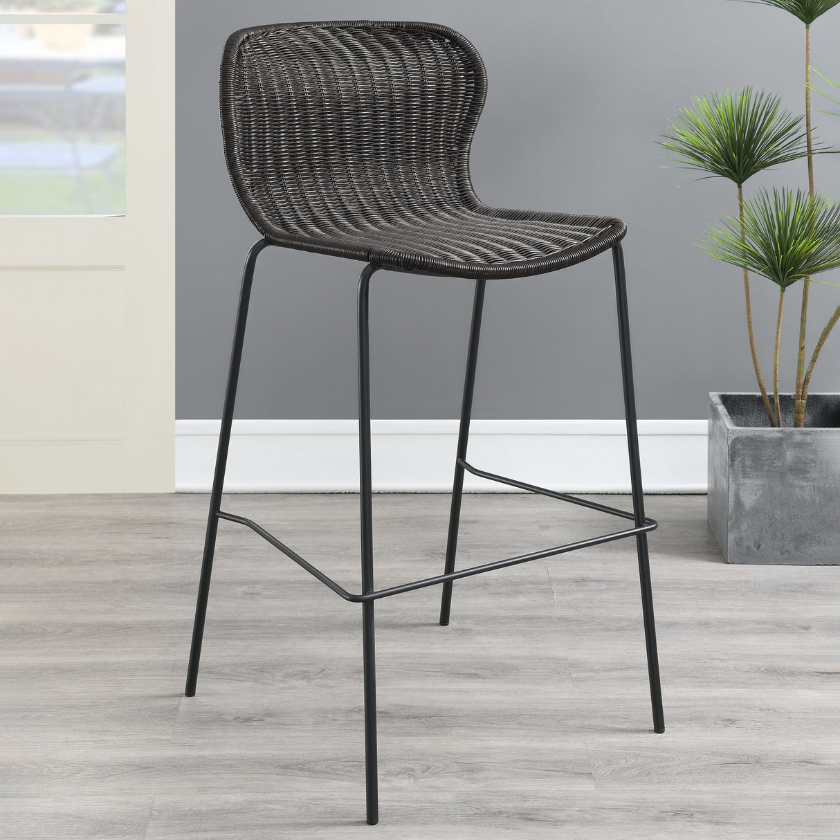 McKinley Faux Rattan Metal Bar Chair Brown (Set of 2)