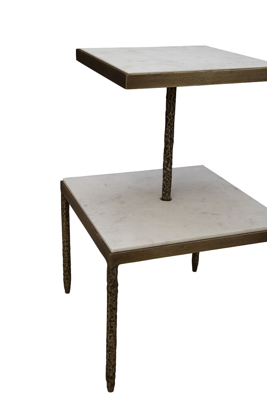 Antony - Side Table - White / Bronze