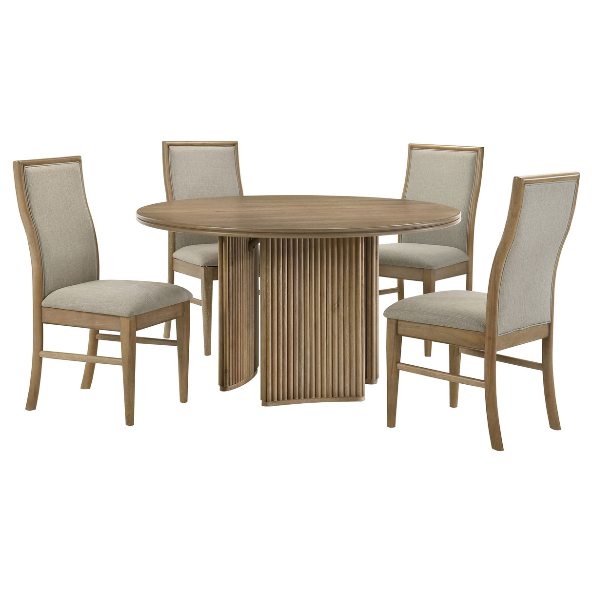 Adina 5-Piece Round Dining Table Set - Distressed Light Brown