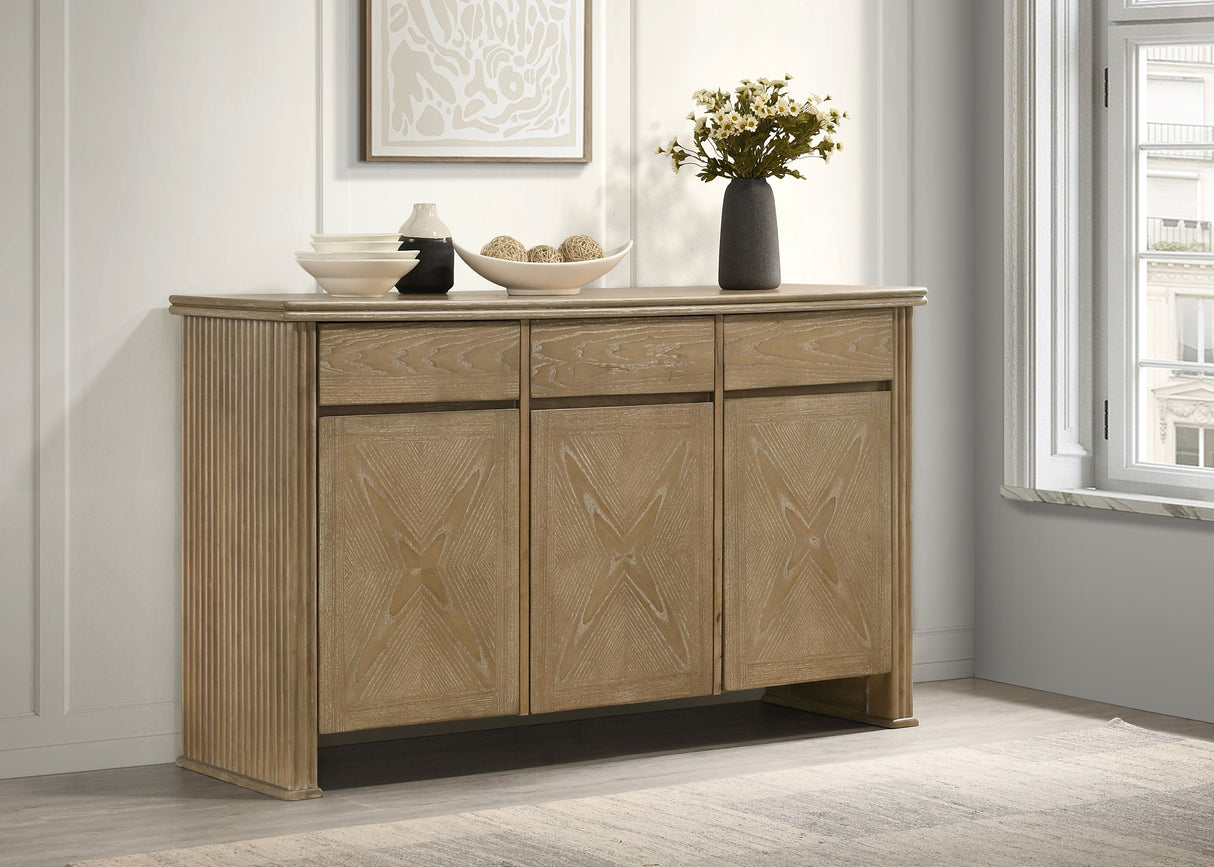 Adina 3-Door 59-Inch Sideboard in Distressed Light Brown