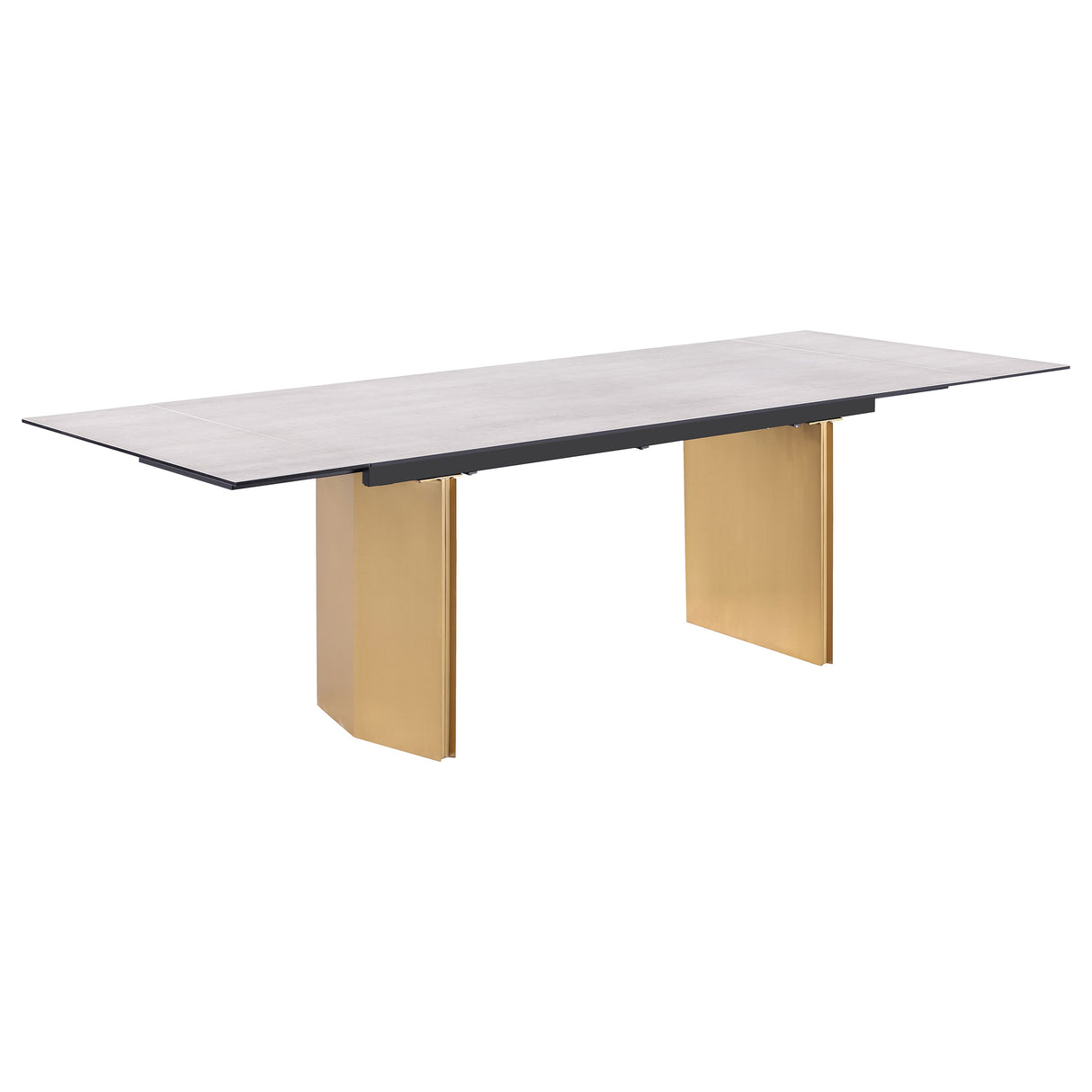 Vesa 97-Inch Glass Top Extension Dining Table, Beige