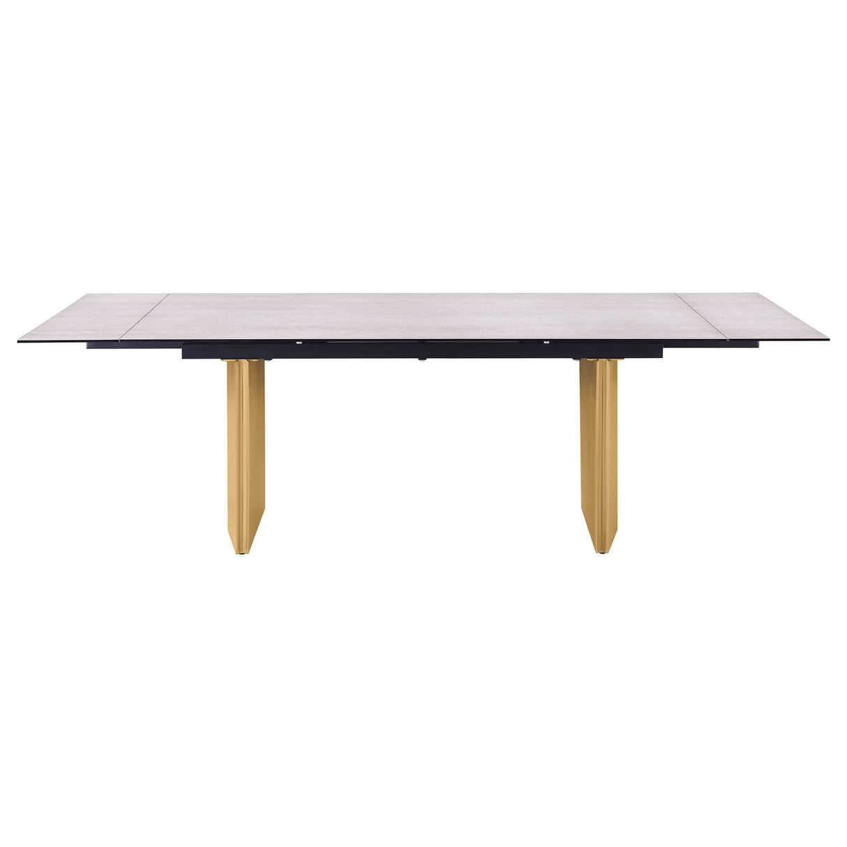 Vesa 97-Inch Glass Top Extension Dining Table, Beige