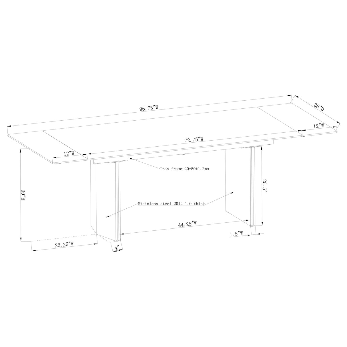 Vesa 97-Inch Glass Top Extension Dining Table, Beige