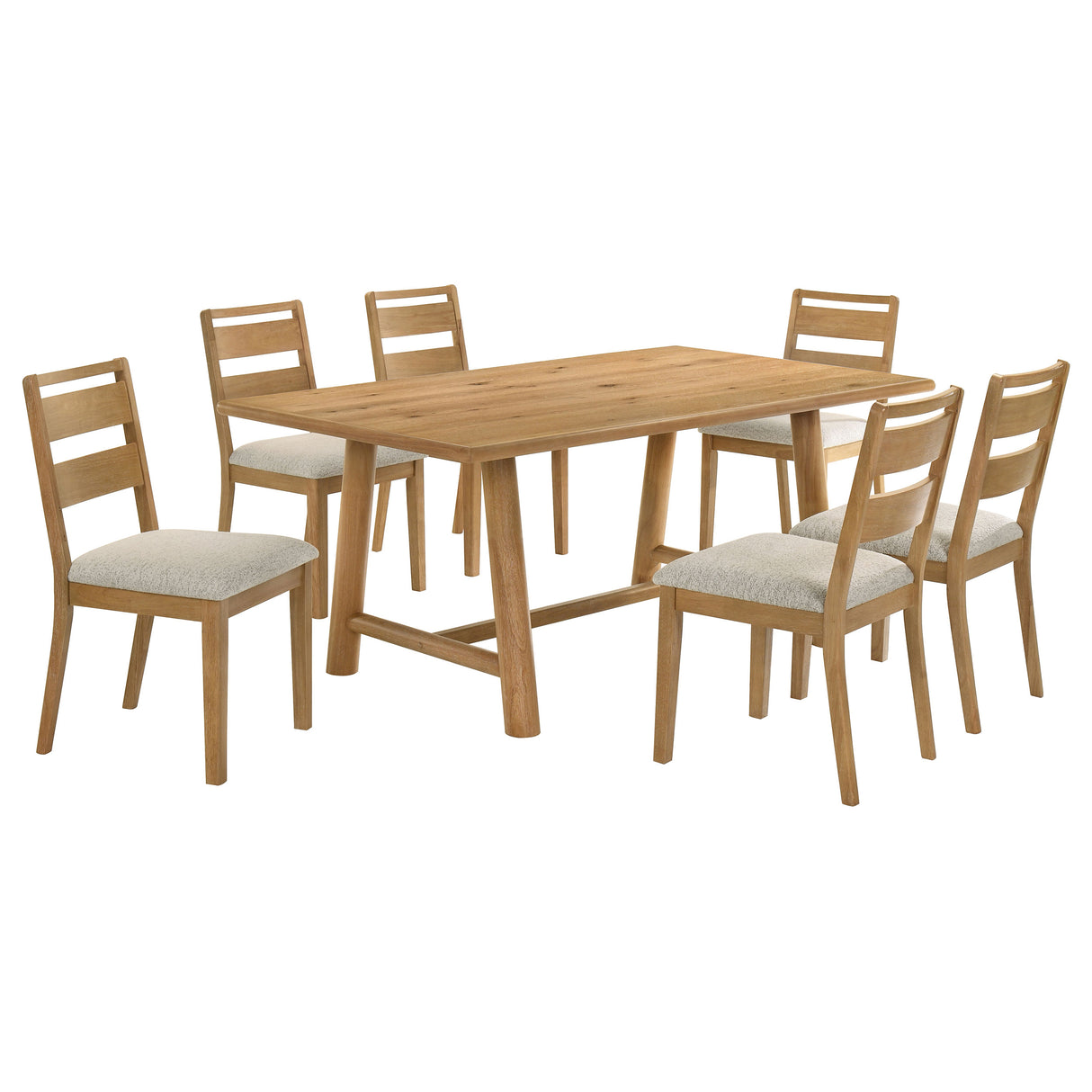 Duncan 7-Piece Rectangular Dining Set, Washed Oak