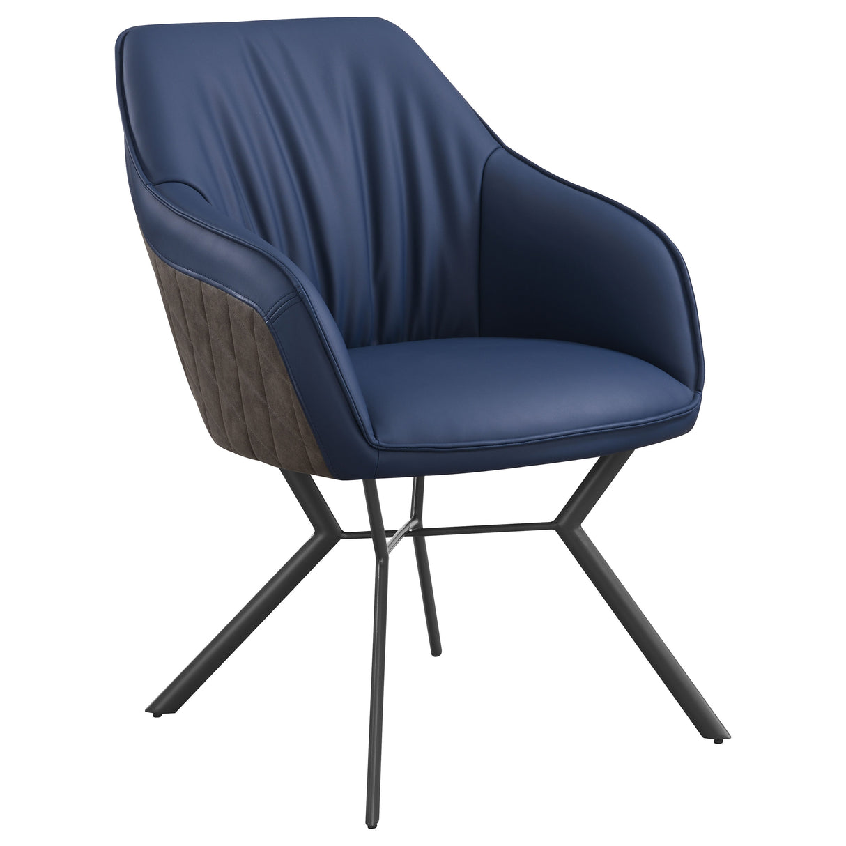 Mayer Upholstered Dining Arm Chair, Blue and Brown (Set of 2)