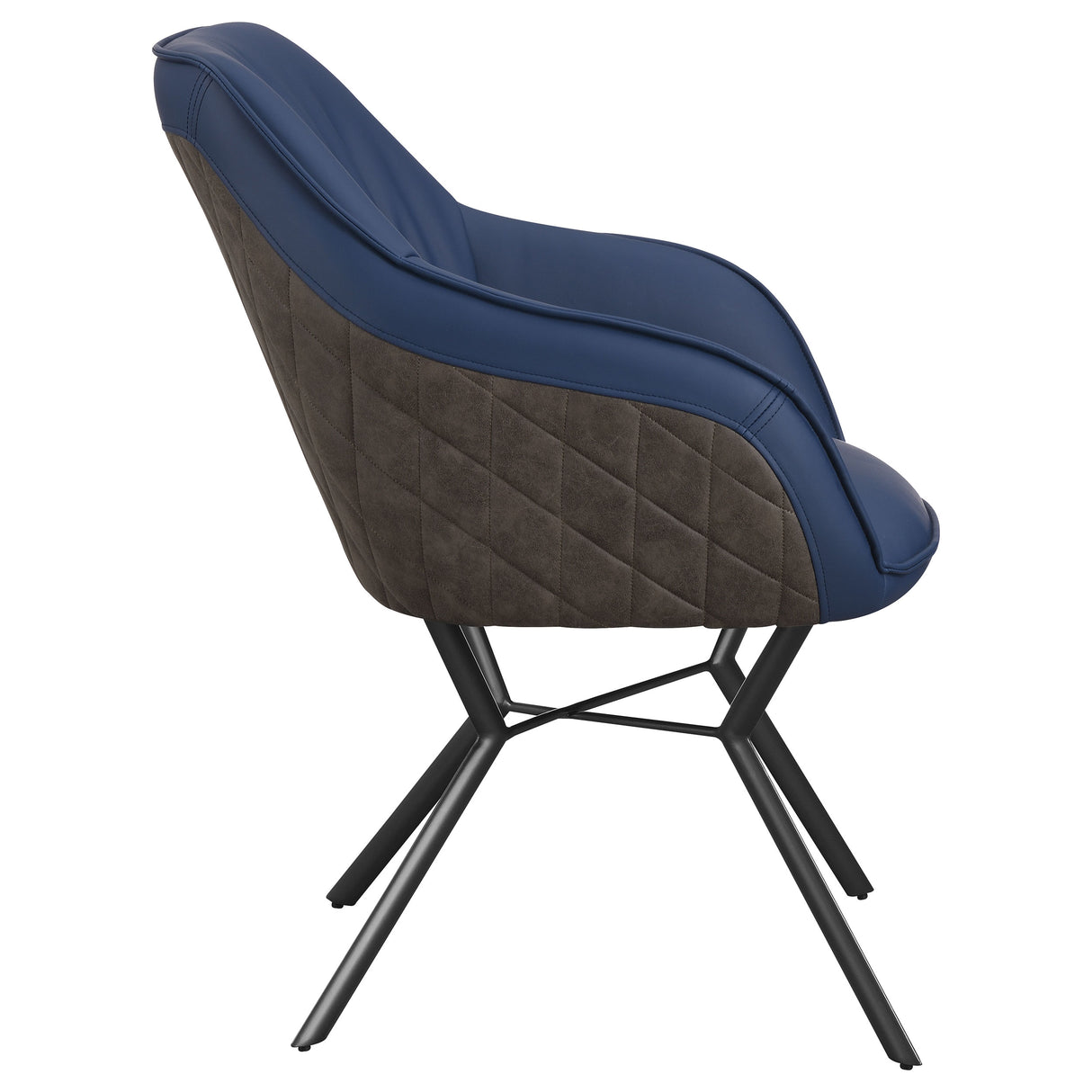Mayer Upholstered Dining Arm Chair, Blue and Brown (Set of 2)