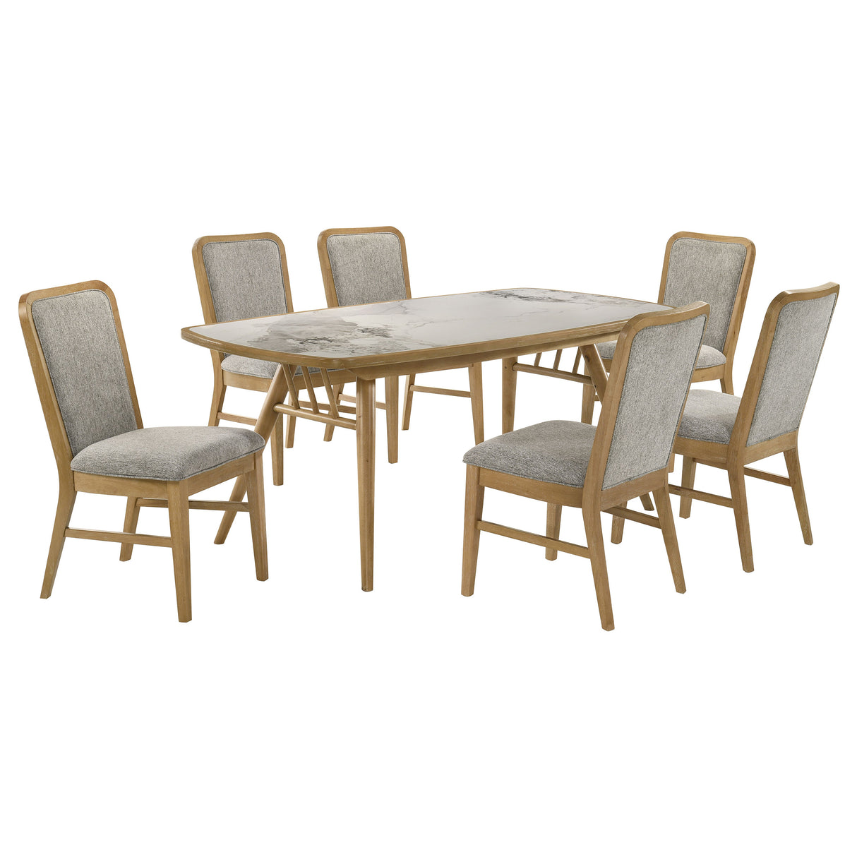 Croyden 7-Piece Dining Set, Weathered Natural with Grey Chairs