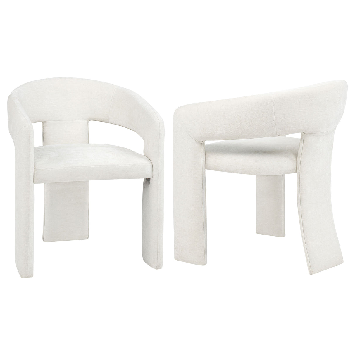 Carlow White Fabric Upholstered Dining Arm Chairs, Set of 2