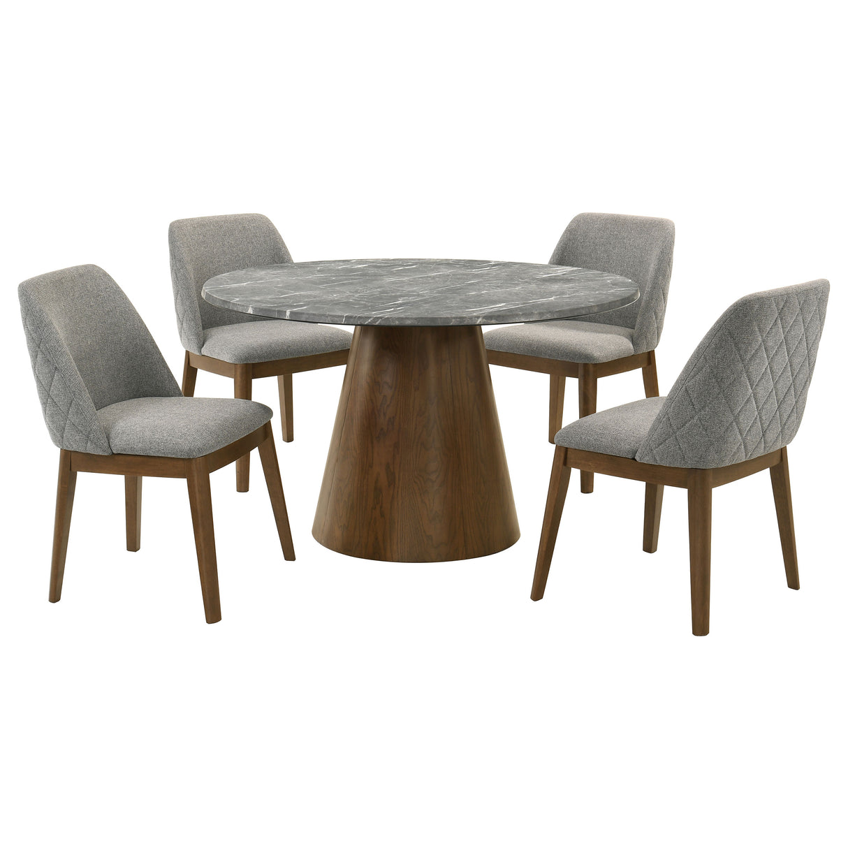 Franklin 5-Piece 50-Inch Round Dining Table Set, Grey and Dark Oak