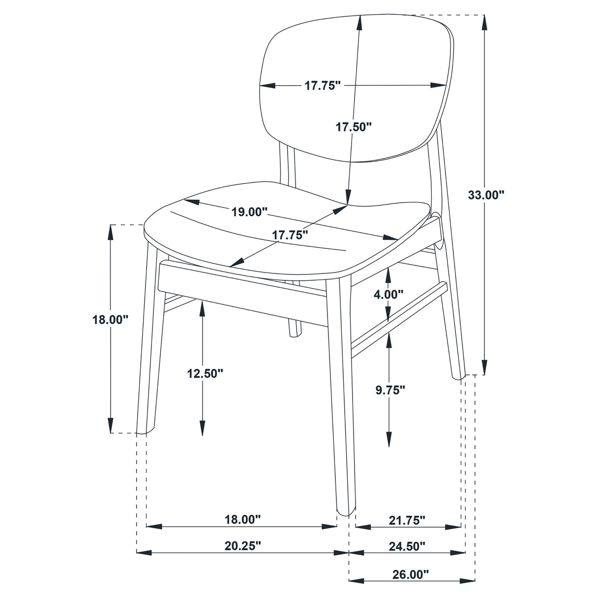 Benford Dining Side Chair Wood Seat Dark Brown (Set of 2)