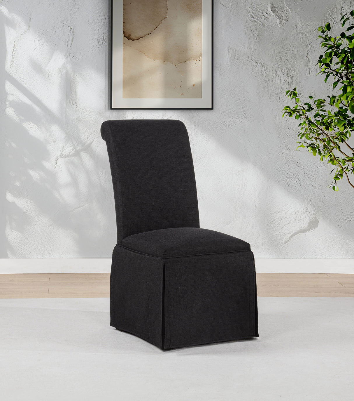 Shawna Upholstered Skirted Side Chair Black - Set of 2