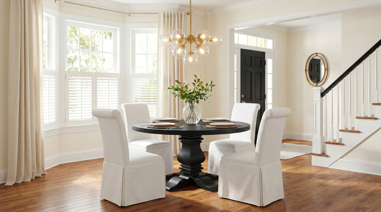 Shawna White Upholstered Skirted Side Chair, Set of 2