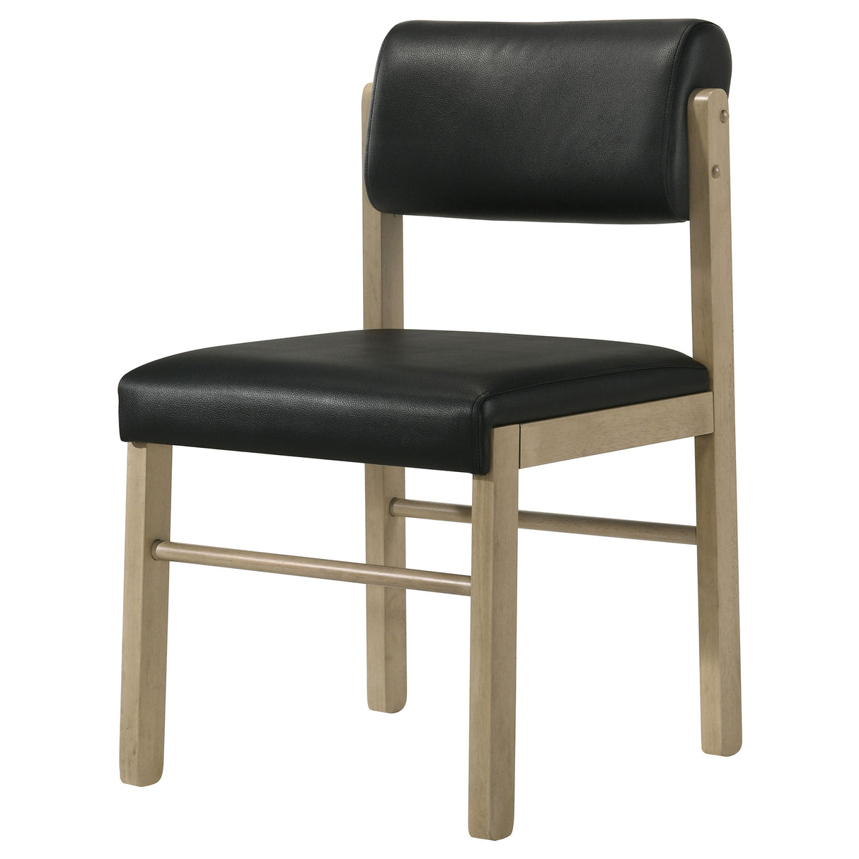 Kehoe Upholstered Dining Side Chair, Black and Natural Oak