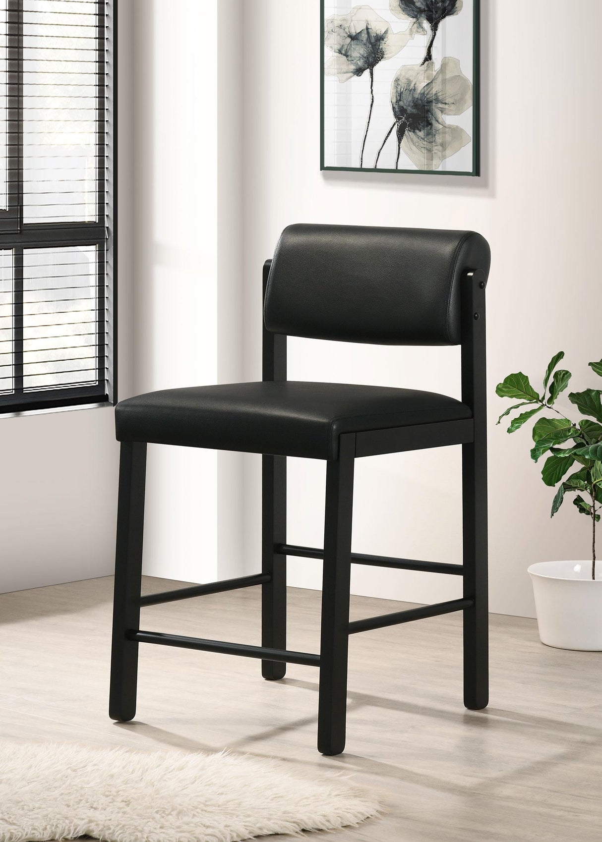 Kehoe Upholstered Counter Height Chair Black - Set of 2