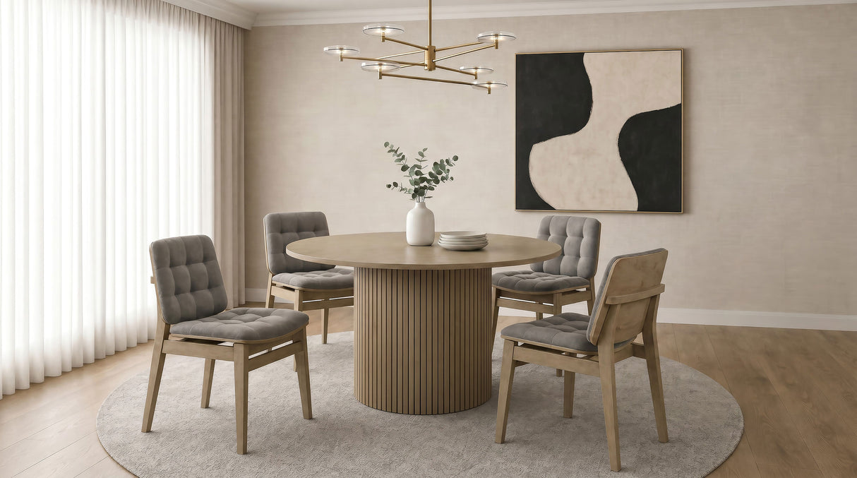 Hamlyn 47" Round Wood Dining Table in Natural Oak