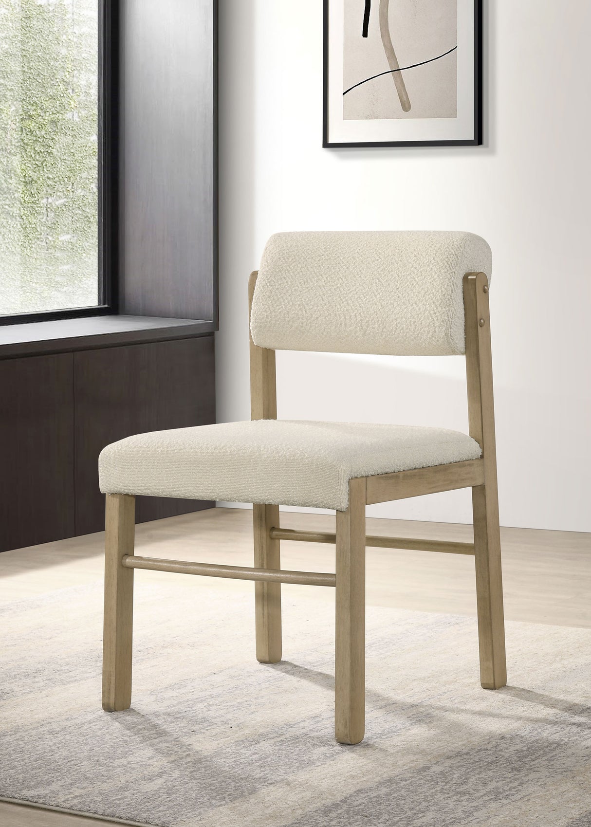 Kehoe Upholstered Dining Side Chair - Cream & Natural Oak (Set of 2)