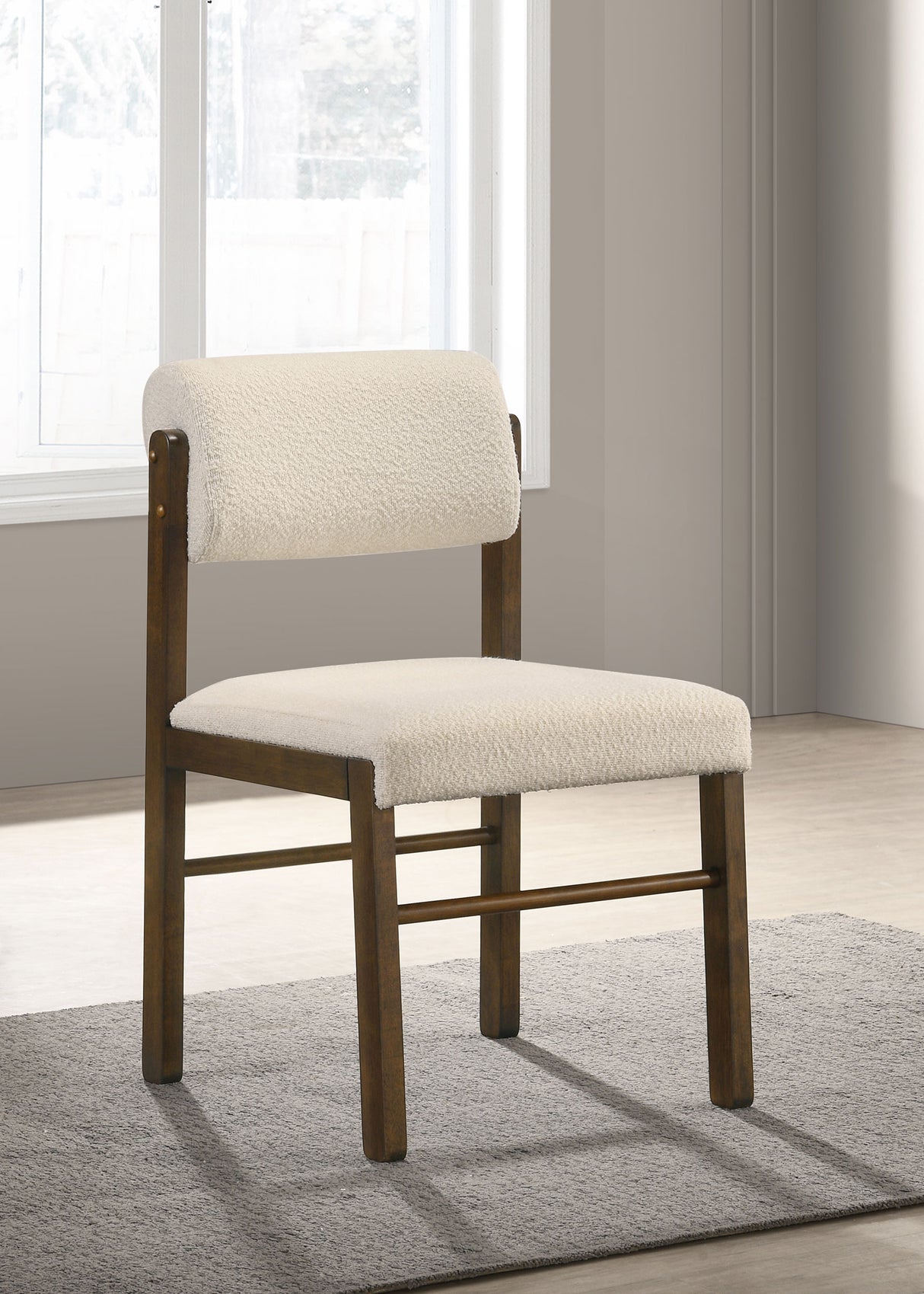 Kehoe Upholstered Dining Side Chair, Cream and Walnut (Set of 2)
