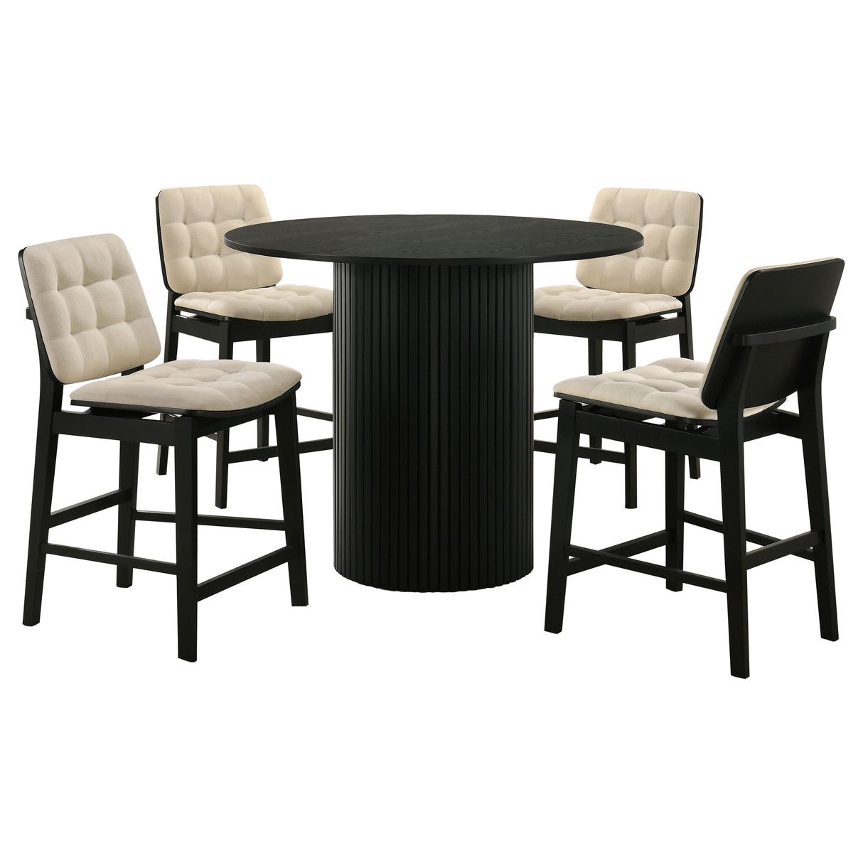 Hamlyn 5-Piece Round Counter Height Dining Set, Black and Cream