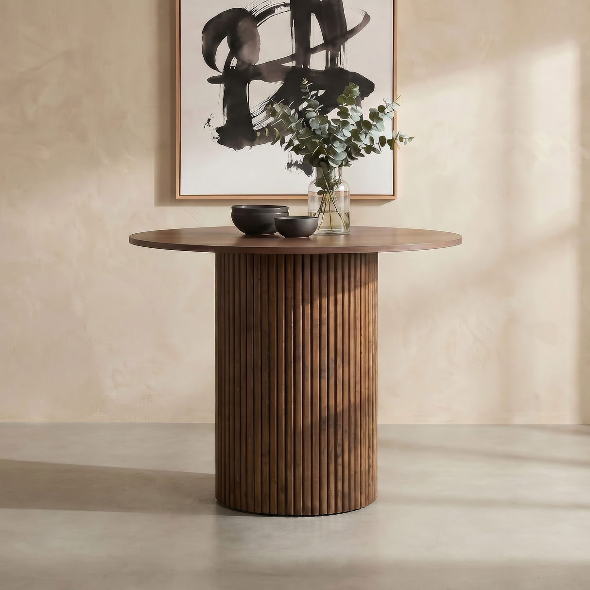 Hamlyn 43" Round Walnut Wood Counter Height Dining Table