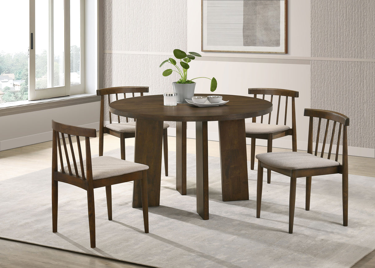 Strouse 5-Piece Dining Set, Walnut and Wheat