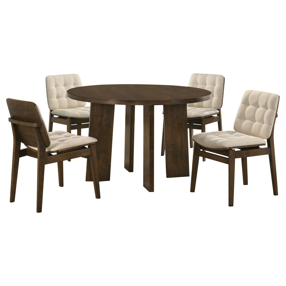 Strouse 5-Piece Dining Set in Cream and Walnut