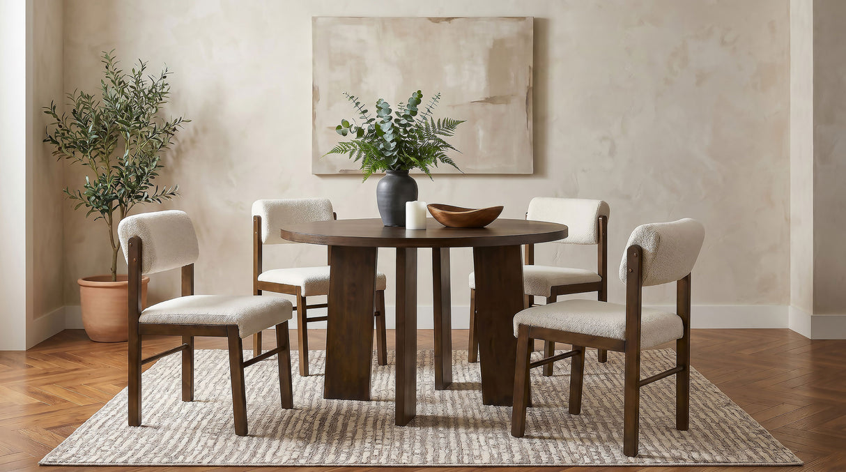 Strouse 47" Round Walnut Veneer Pedestal Dining Table