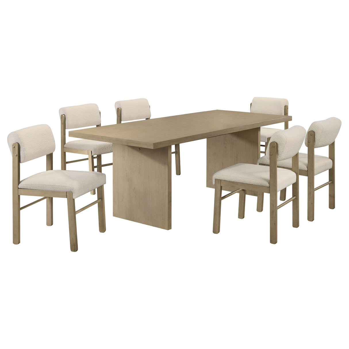 Decker 7-Piece 82-Inch Dining Set, Natural Oak and Cream