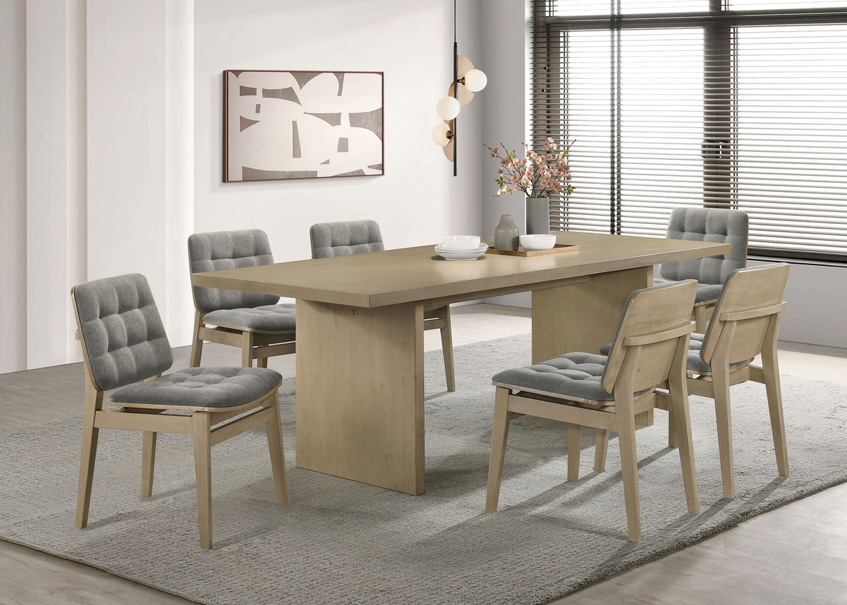 Decker 7-Piece 82-Inch Dining Set - Natural Oak and Grey
