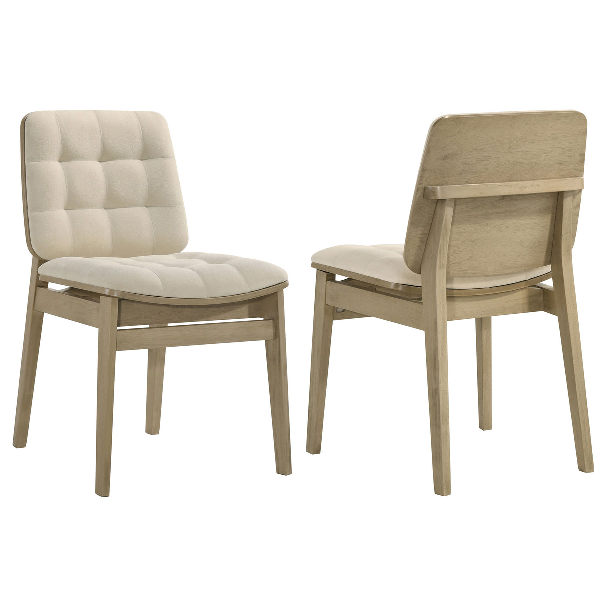 Redbridge Velvet Side Chair, Cream and Natural Oak (Set of 2)