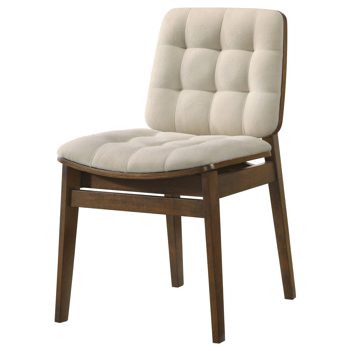 Redbridge Velvet Upholstered Side Chair, Cream and Walnut (Set of 2)